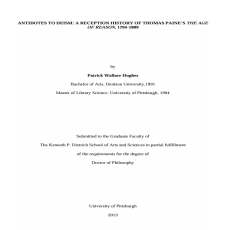 ANTIDOTES TO DEISM - A RECEPTION HISTORY OF THOMAS PAINE’S THE AGE ANTIDOTES TO DEISM - A RECEPTION HISTORY OF THOMAS PAINE’S THE AGE